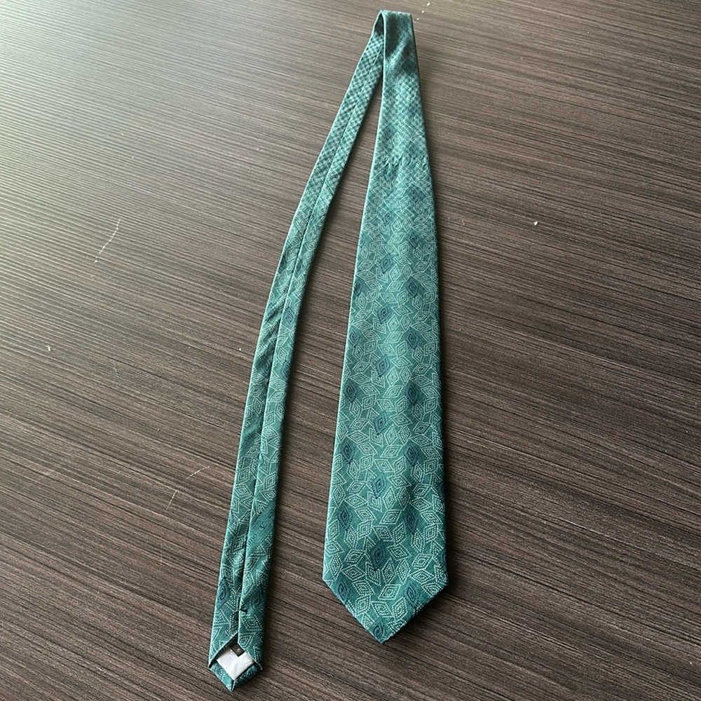 Valentino cravatte green pattern vintage tie 100%silk